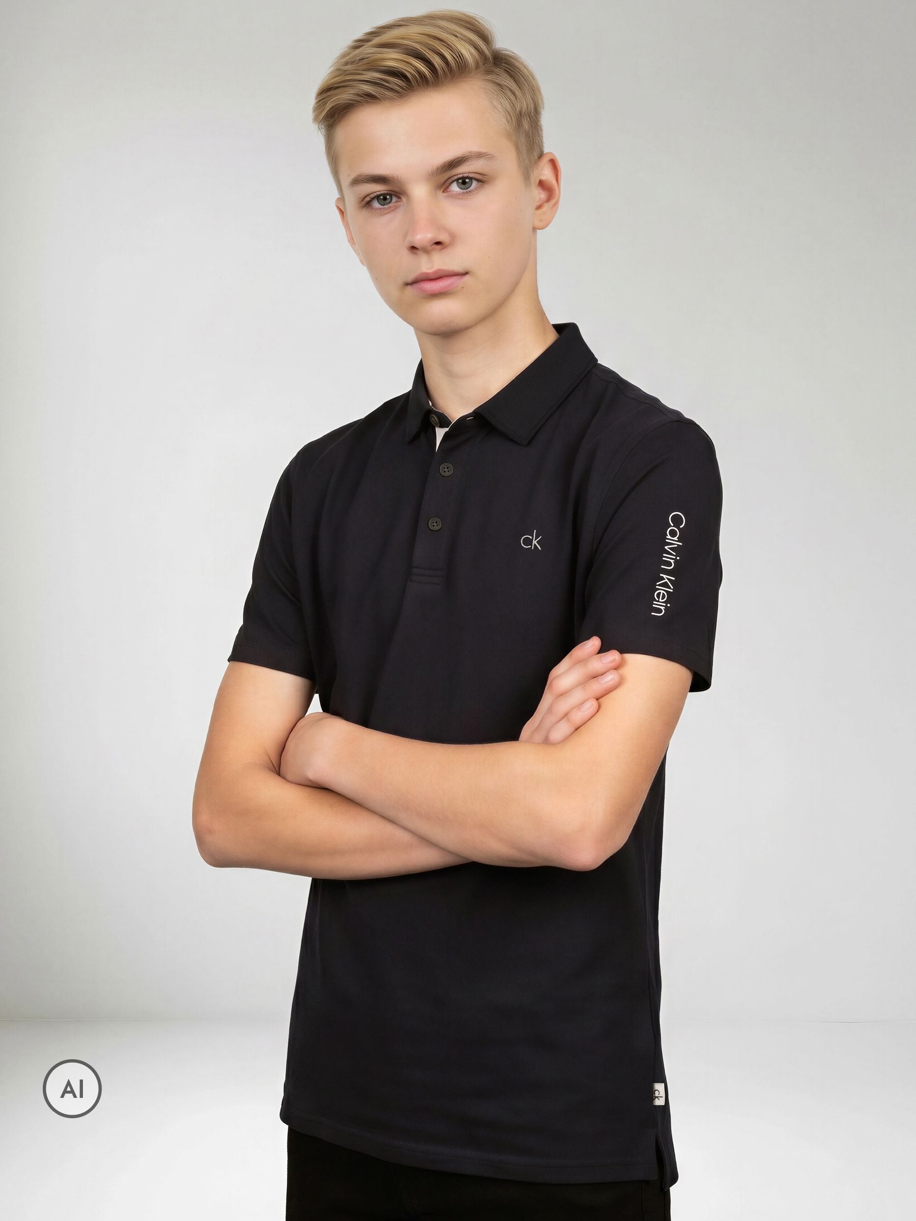 Dsiney Kidz - Calvin Klein Golf Black Junior Uni Polo Shirt image 2