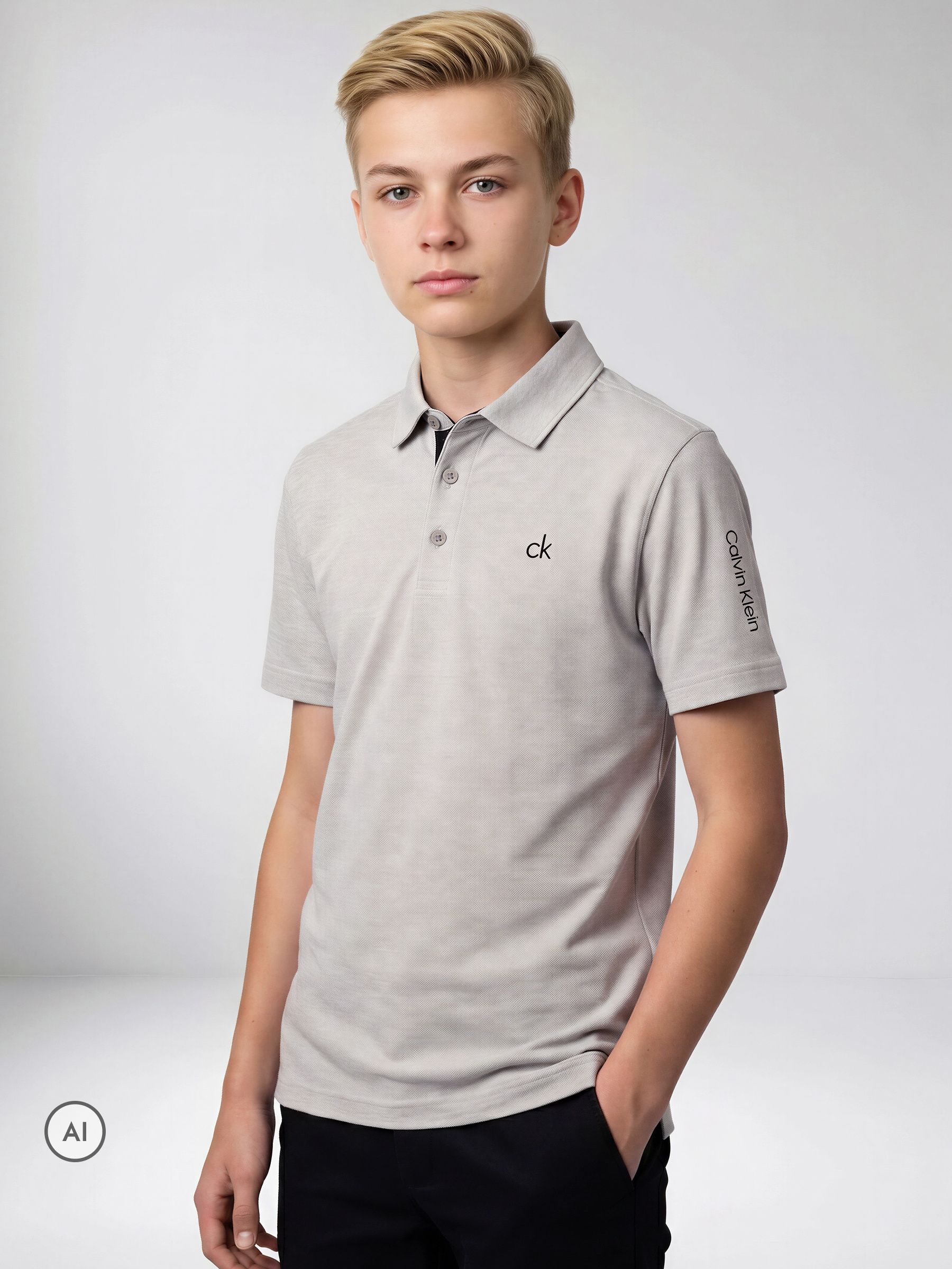 Dsiney Kidz - Calvin Klein Golf Light Grey Junior Uni Polo Shirt image 1