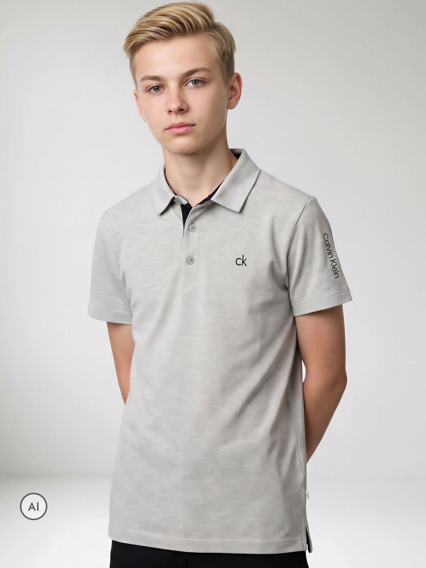 Dsiney Kidz - Calvin Klein Golf Light Grey Junior Uni Polo Shirt image 2