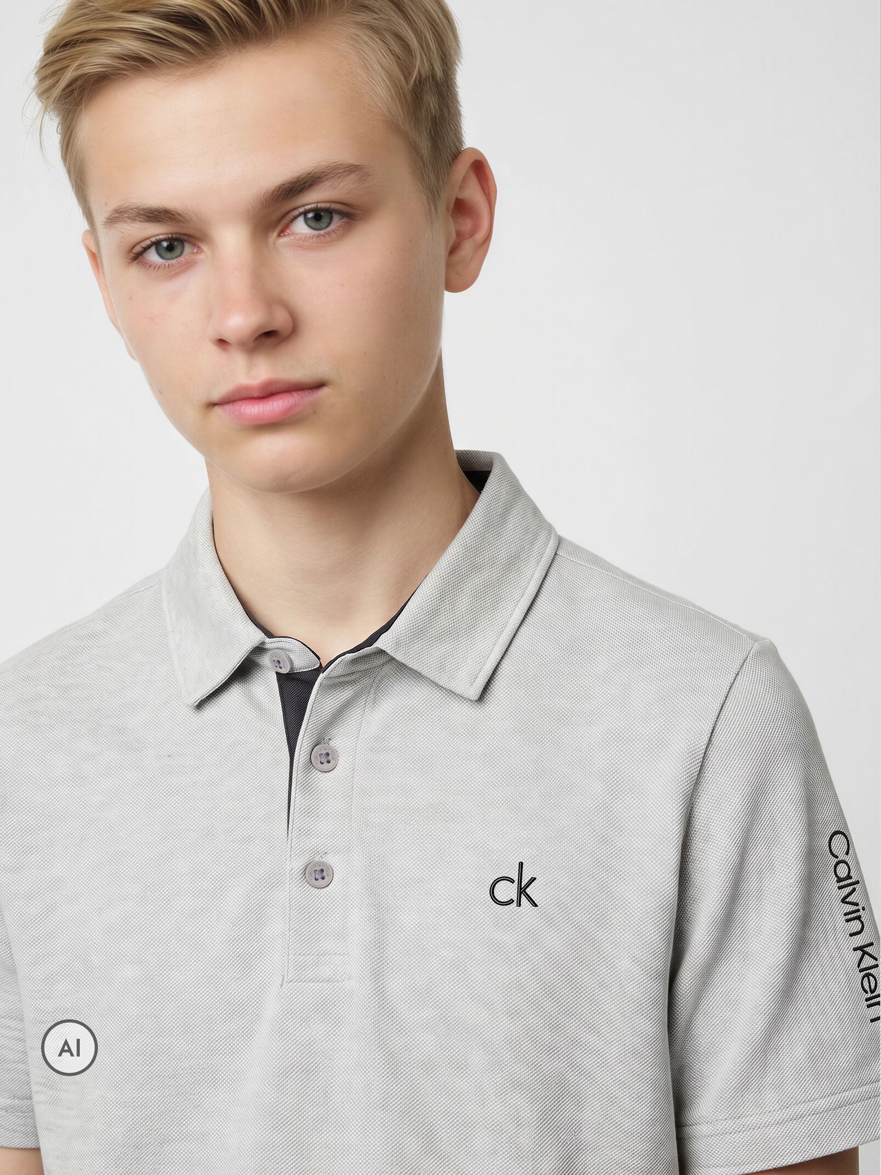 Dsiney Kidz - Calvin Klein Golf Light Grey Junior Uni Polo Shirt image 3