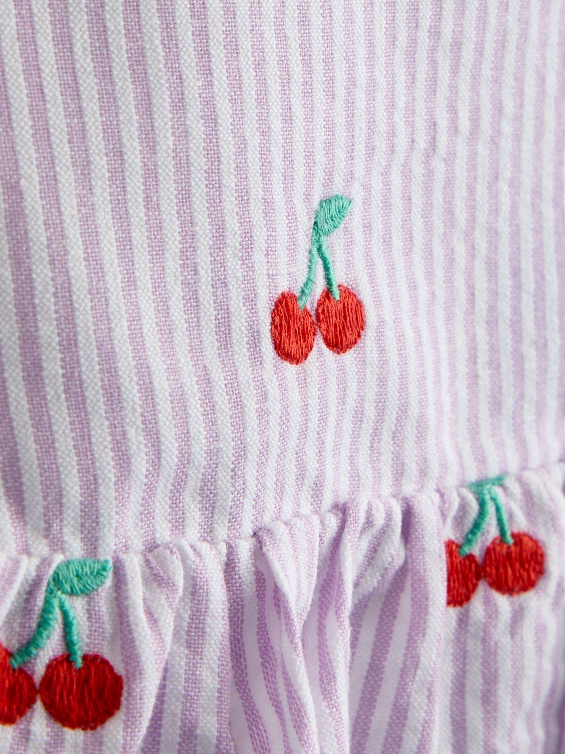 JoJo Maman Bébé Lilac Purple Cherry Embroidered Sleeveless Blouse and Trouser Set image 7