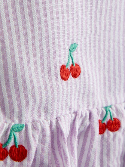 JoJo Maman Bébé Lilac Purple Cherry Embroidered Sleeveless Blouse and Trouser Set image 7