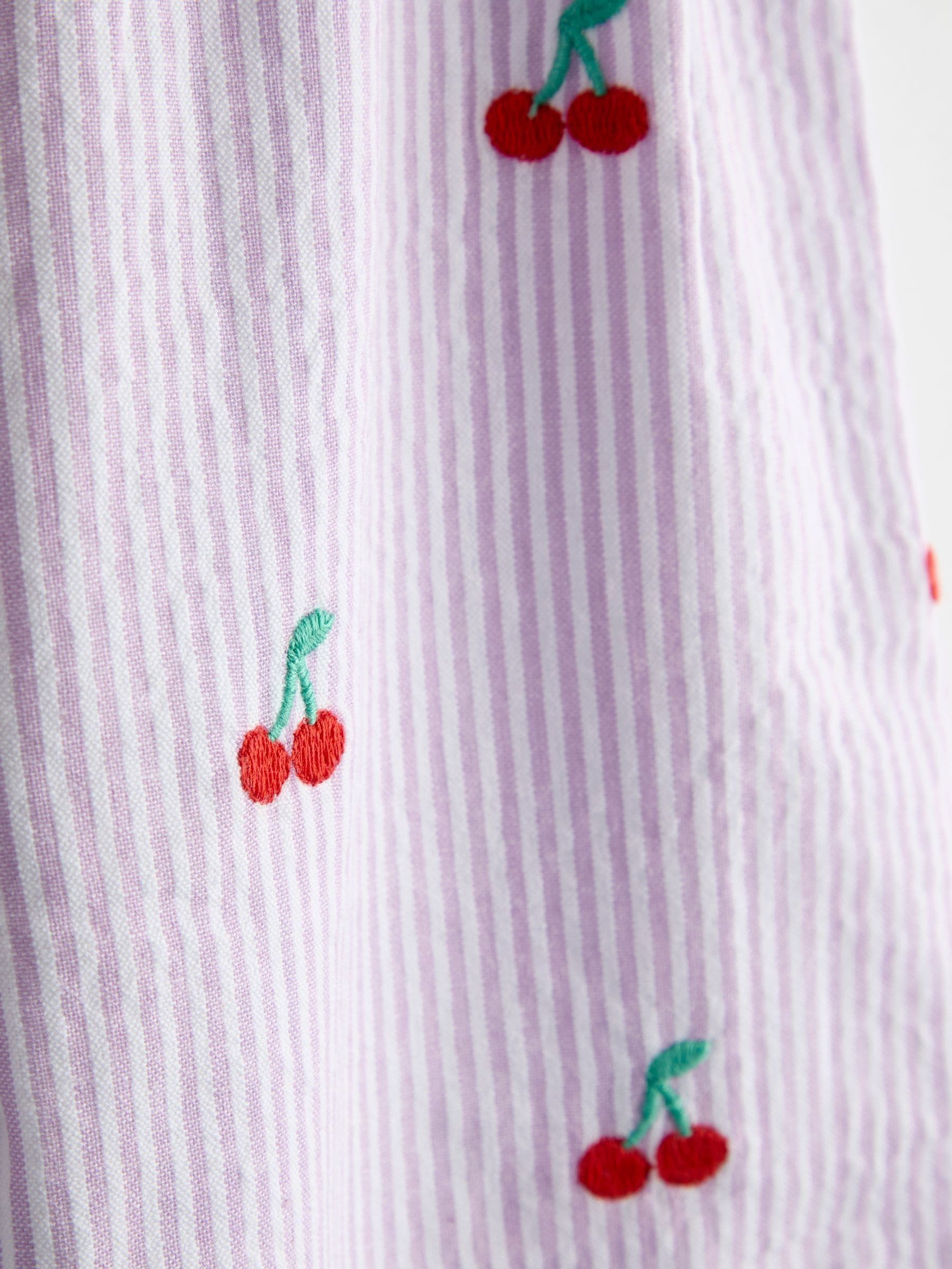 JoJo Maman Bébé Lilac Purple Cherry Embroidered Sleeveless Blouse and Trouser Set image 8