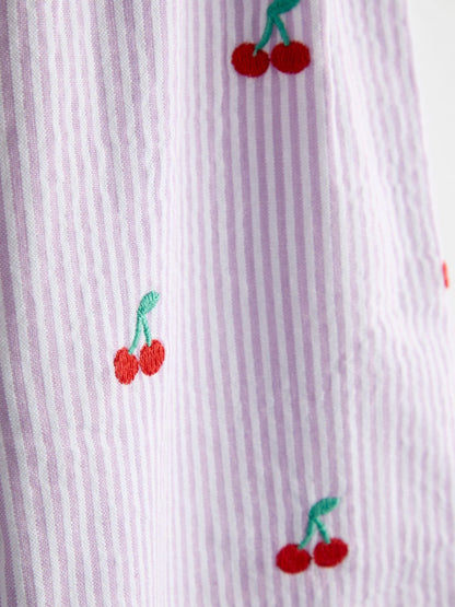 JoJo Maman Bébé Lilac Purple Cherry Embroidered Sleeveless Blouse and Trouser Set image 8