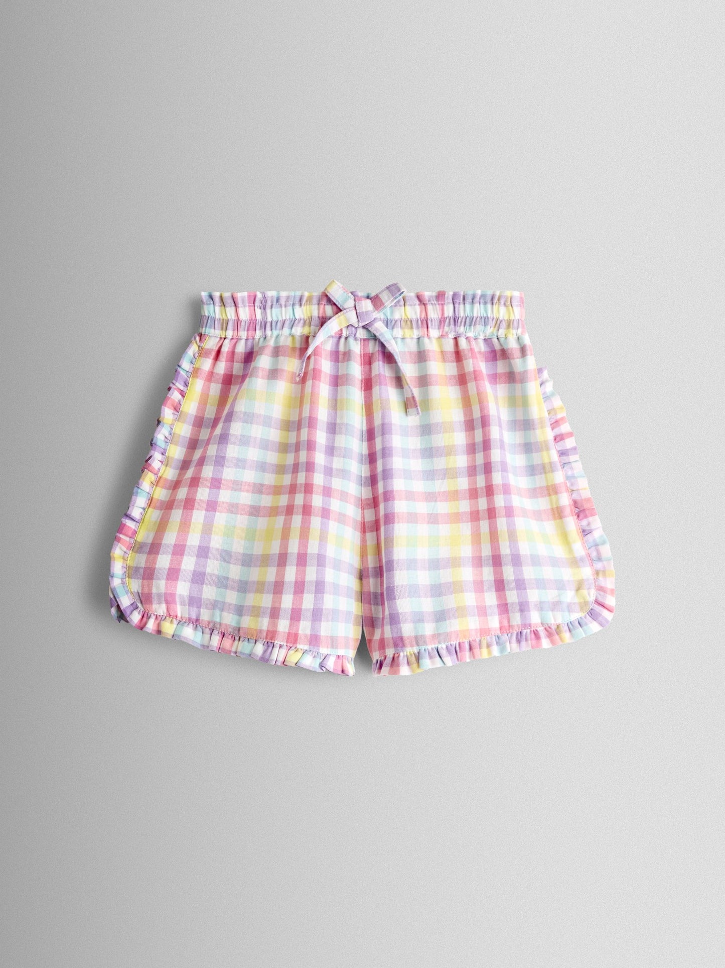 JoJo Maman Bébé White Rainbow Gingham Frill Detail Top & Short Set image 5