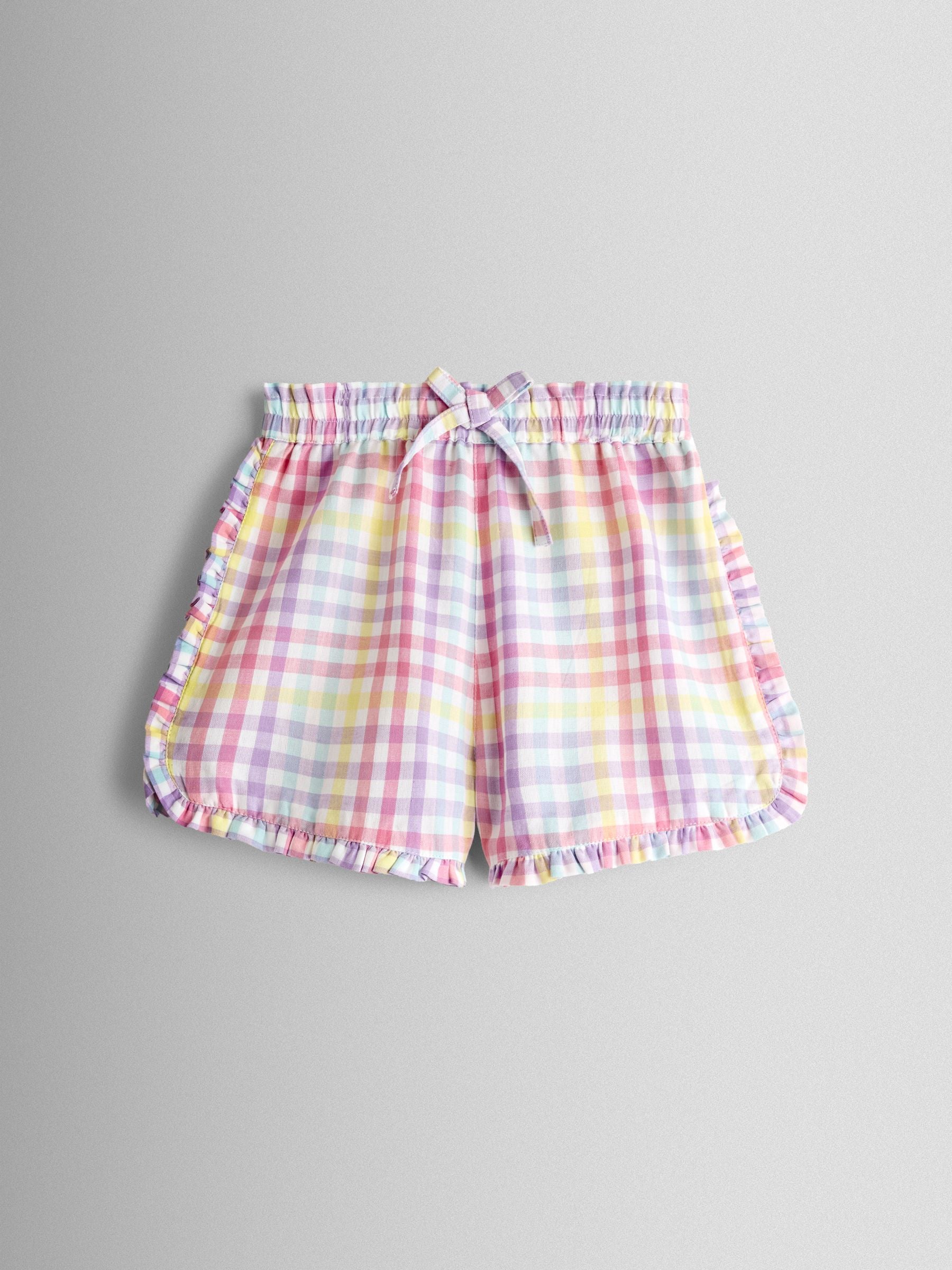 JoJo Maman Bébé White Rainbow Gingham Frill Detail Top & Short Set image 5