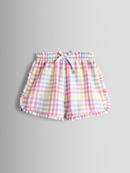 JoJo Maman Bébé White Rainbow Gingham Frill Detail Top & Short Set image 5