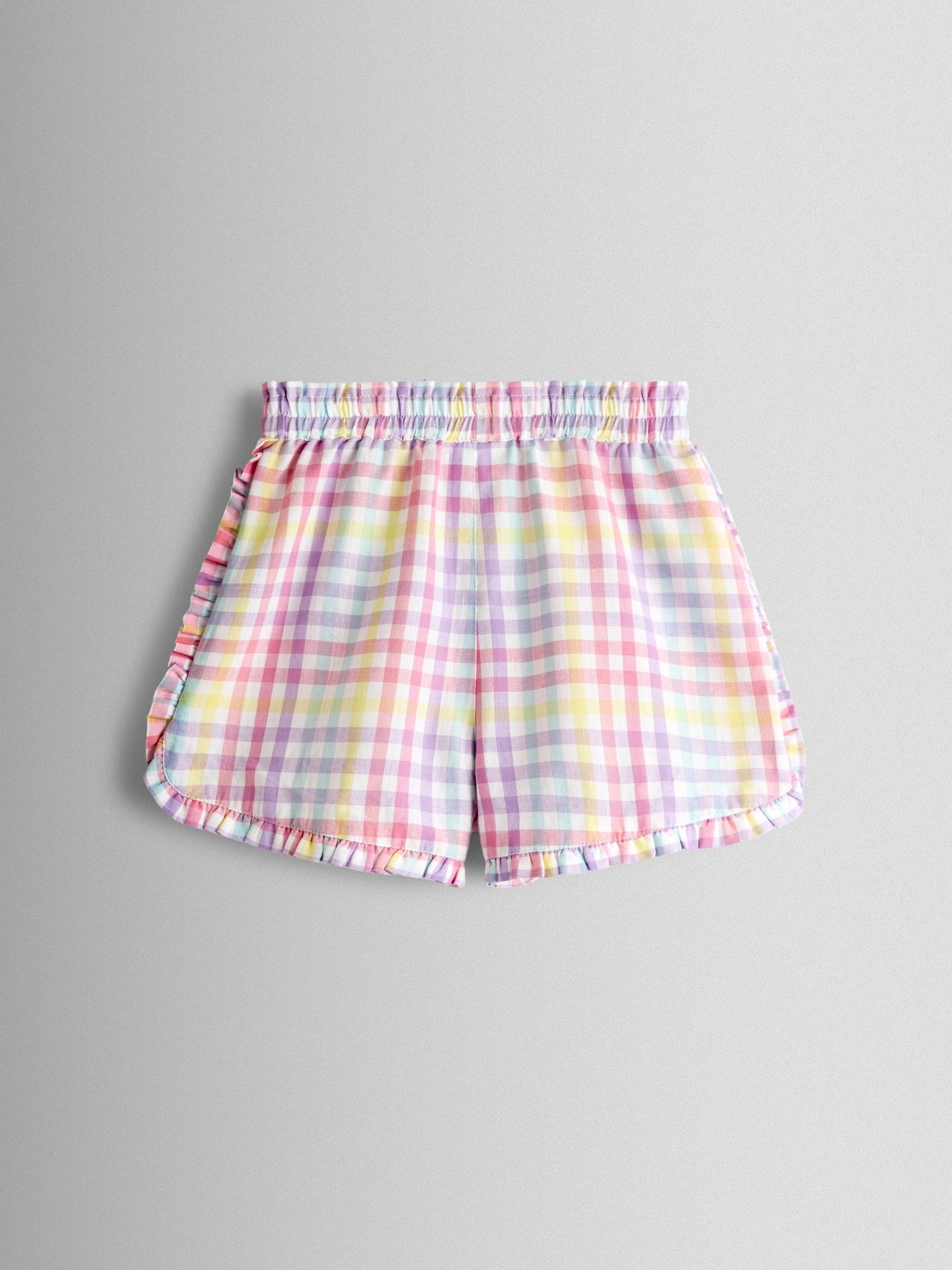 JoJo Maman Bébé White Rainbow Gingham Frill Detail Top & Short Set image 6