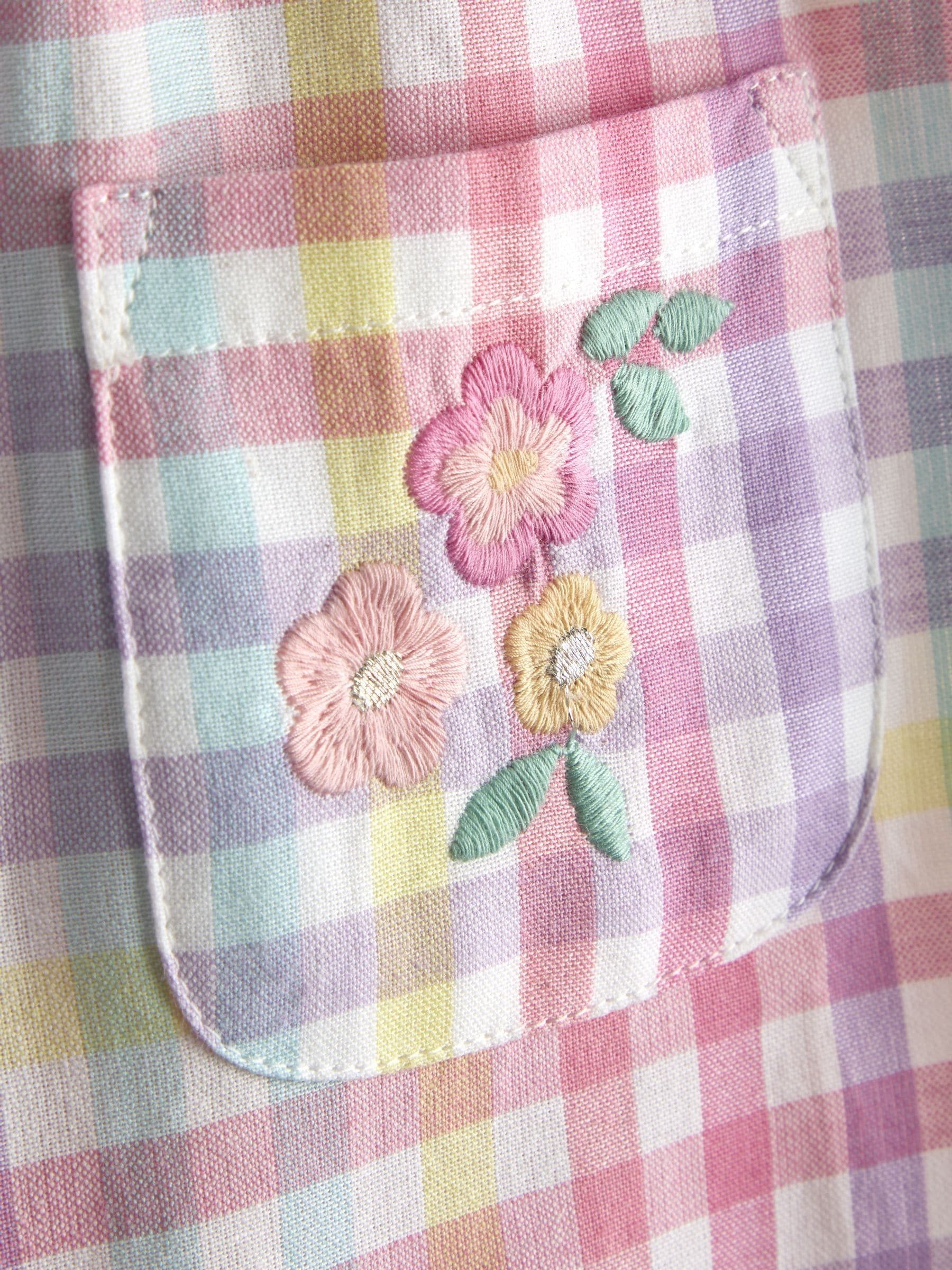 JoJo Maman Bébé Pink Gingham Ruffle Shoulder Romper image 3