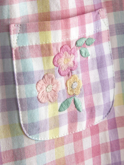 JoJo Maman Bébé Pink Gingham Ruffle Shoulder Romper image 3