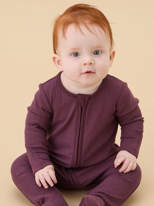 MORI Purple Stretch Supersoft 2 Way Zip Sleepsuit image 1