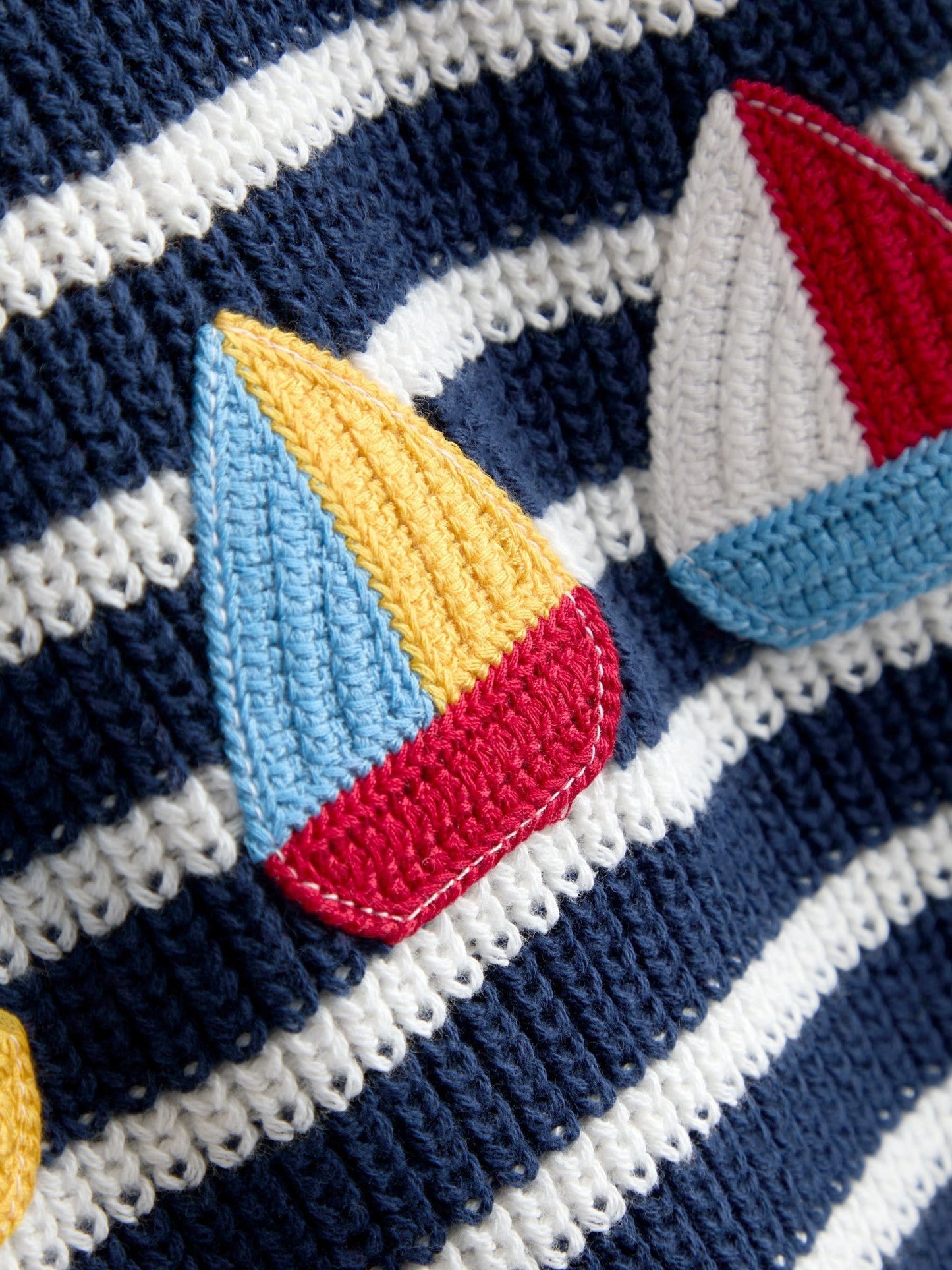 JoJo Maman Bébé Blue Boat Stripe Crochet Jumper image 4