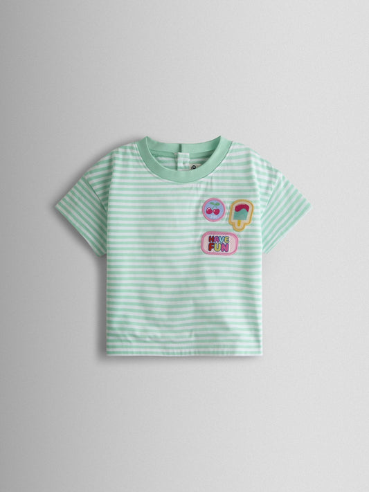 JoJo Maman Bébé Blue Ice Cream Patch T-Shirt image 1