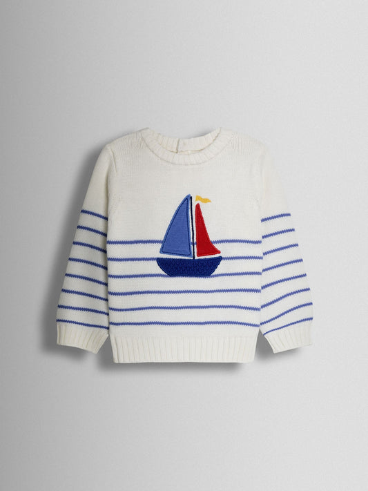 JoJo Maman Bébé Cream Boat Sailboat Jumper image 2
