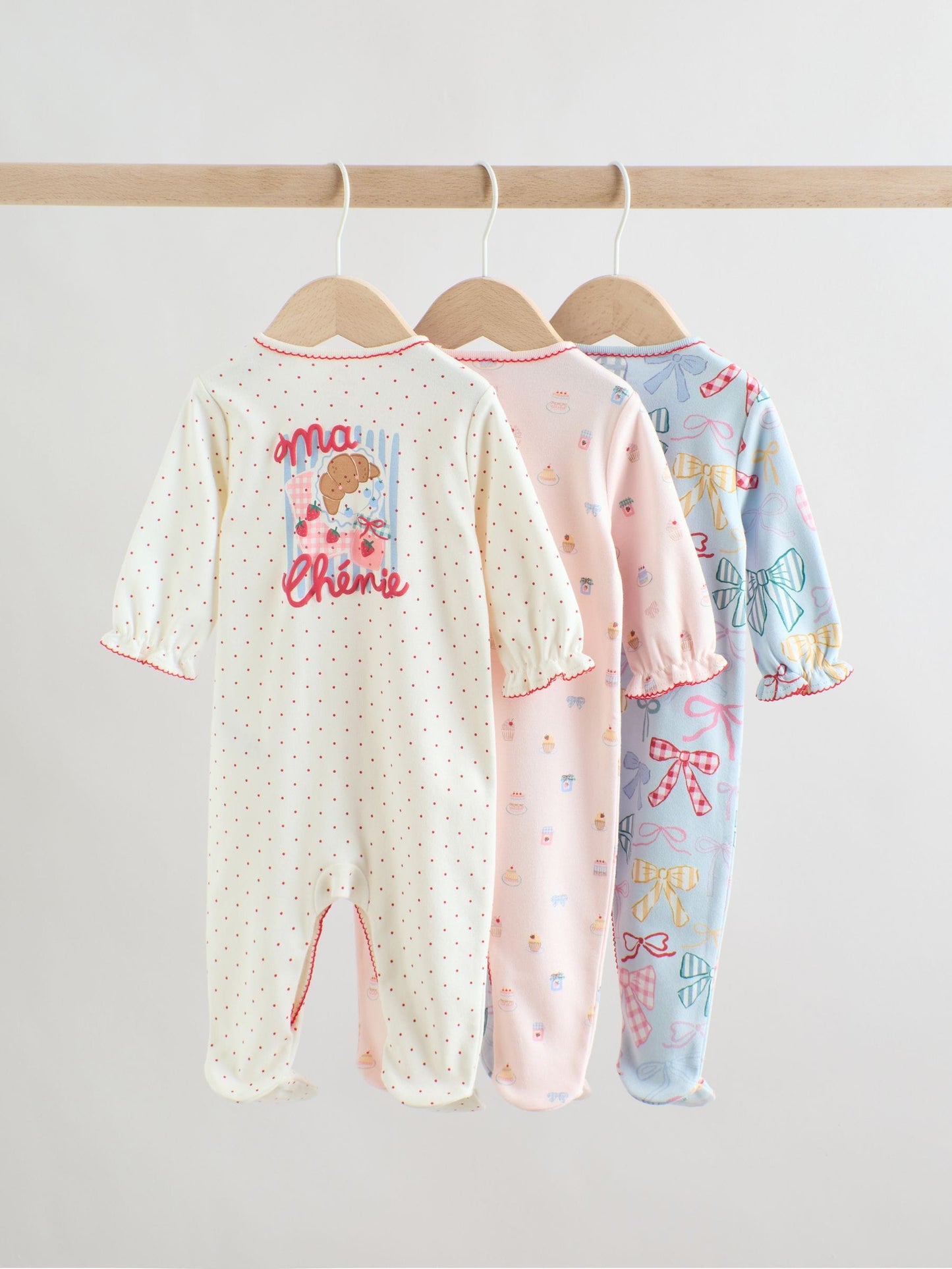 Blue/Pink Baby Sleepsuits 3 Pack (0mths-2yrs) image 6