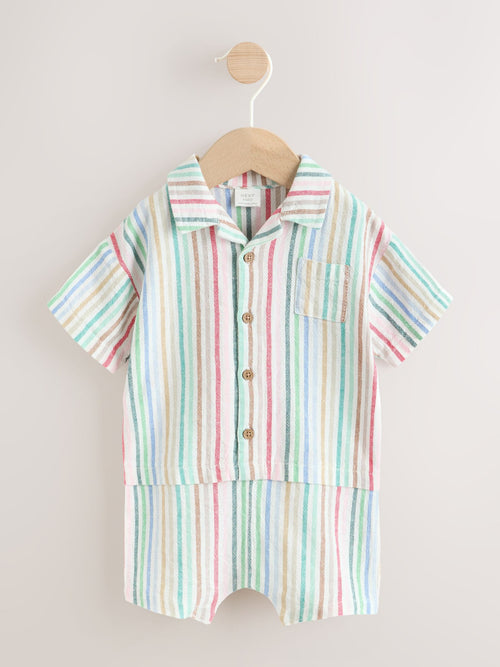 Bright Stripe Woven Baby Shirt Romper (0mths-2yrs) image 1