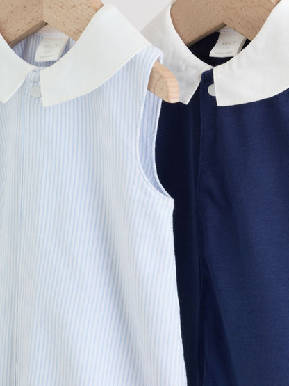 Blue Smart Collar Vest Jersey Baby Rompers 2 Pack image 7