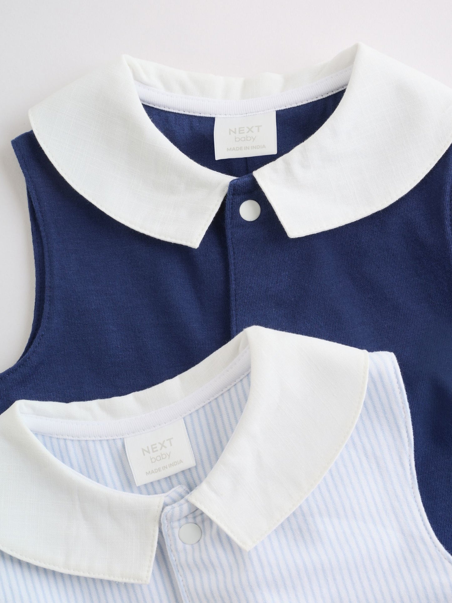 Blue Smart Collar Vest Jersey Baby Rompers 2 Pack image 8