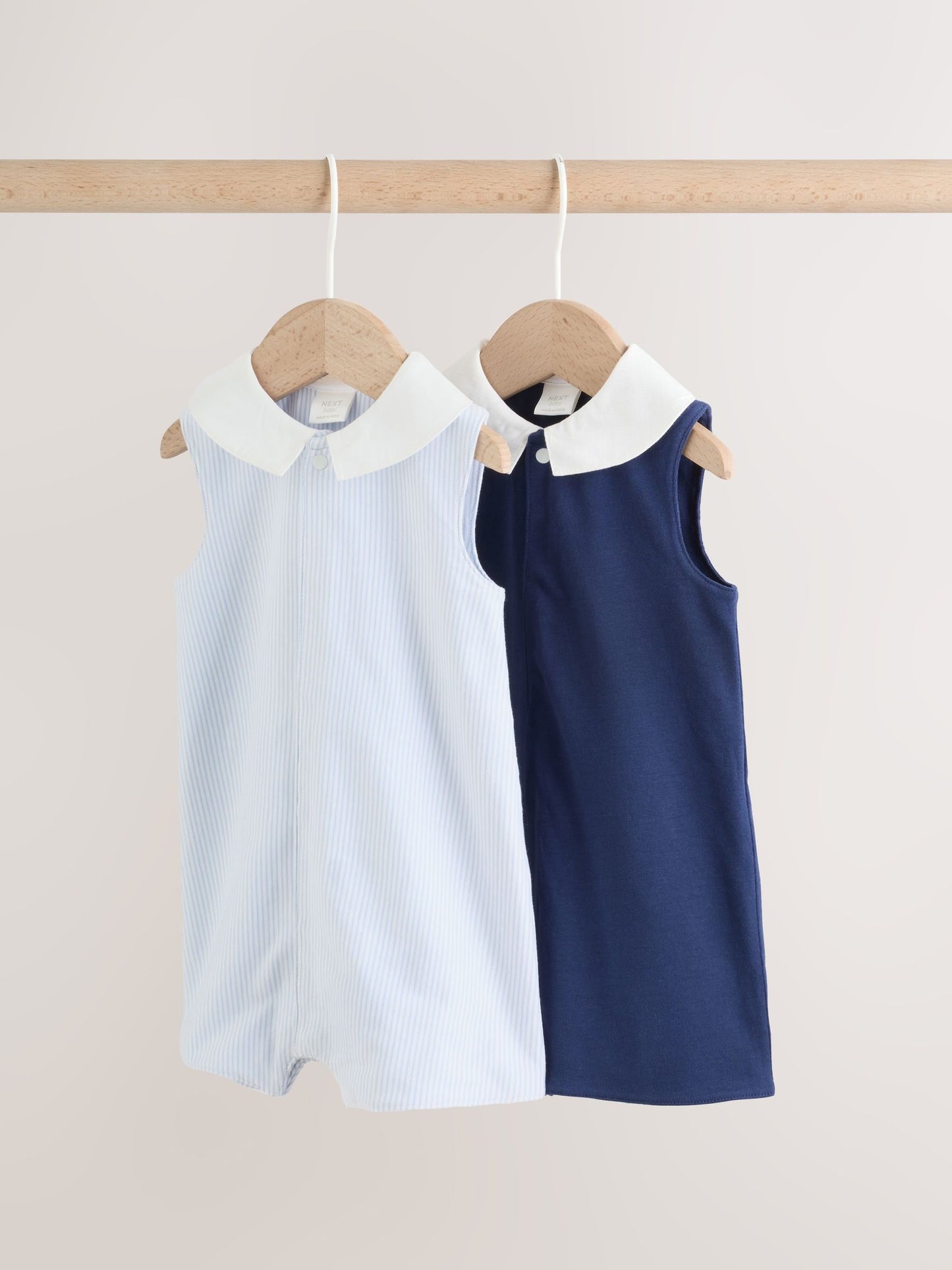 Blue Smart Collar Vest Jersey Baby Rompers 2 Pack image 1