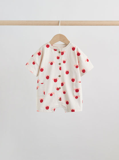 Blue/Ecru Printed Jersey Baby Rompers 3 Pack image 4