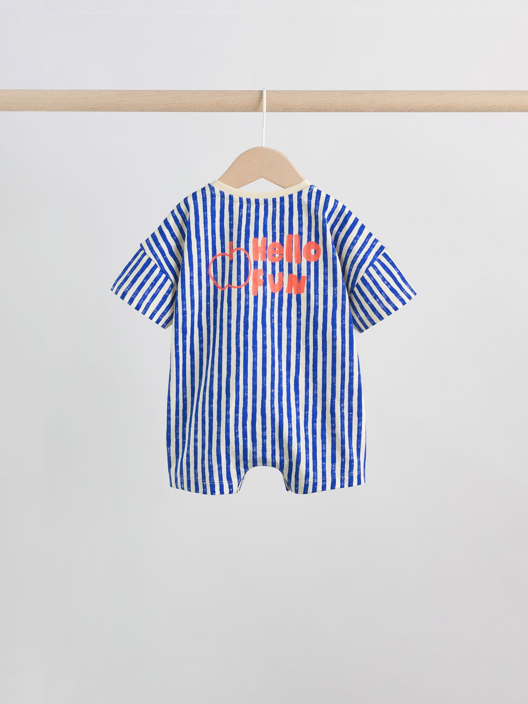 Blue/Ecru Printed Jersey Baby Rompers 3 Pack image 6