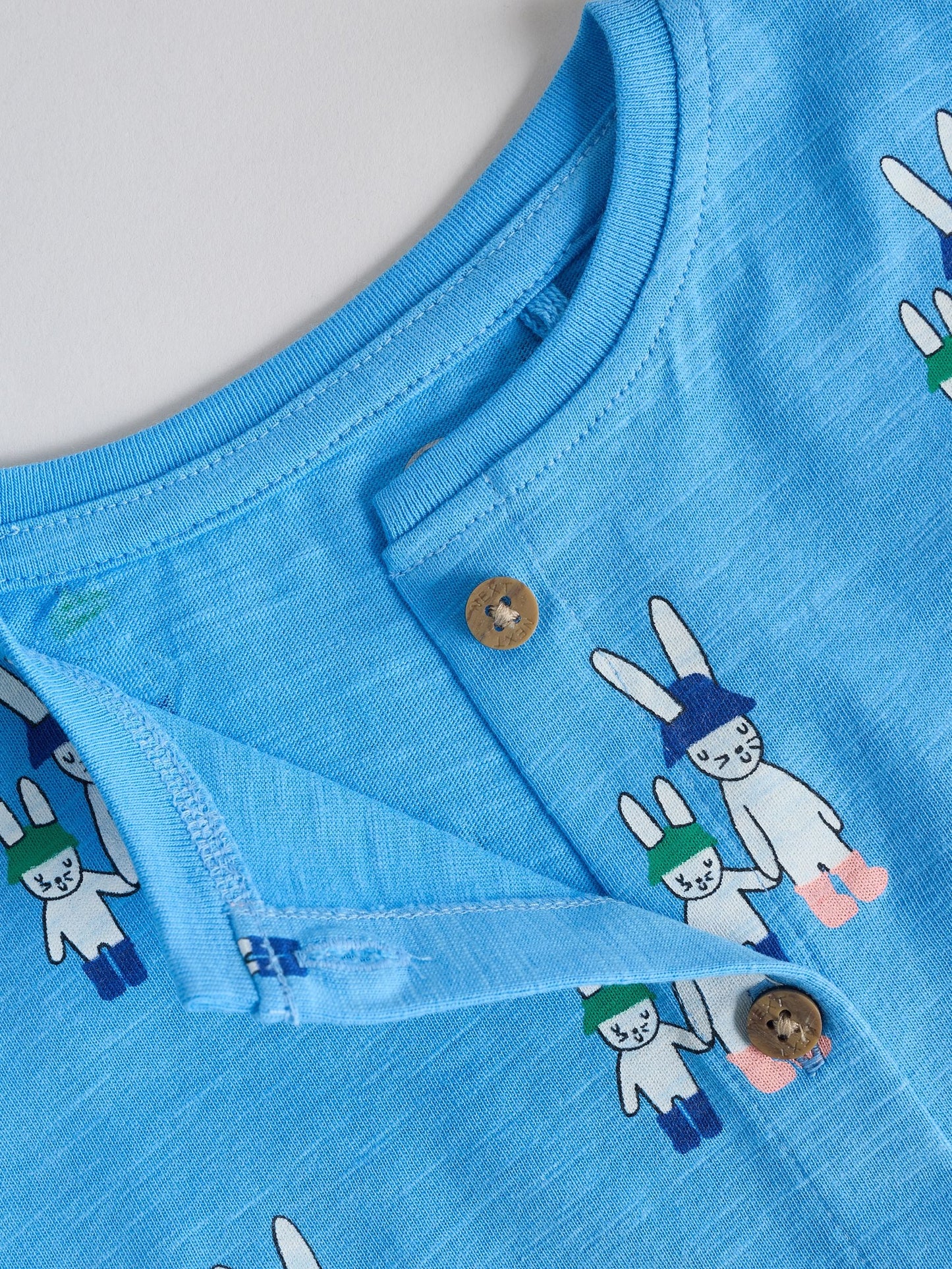 Blue/Ecru Printed Jersey Baby Rompers 3 Pack image 9