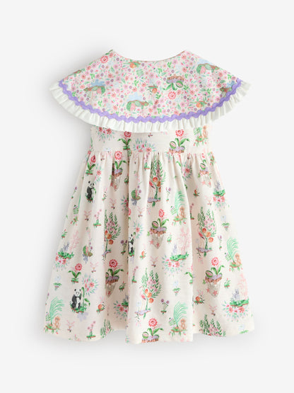 Cream Cath Kidston Short Sleeve Collared Dress (3mths-7yrs) image 3