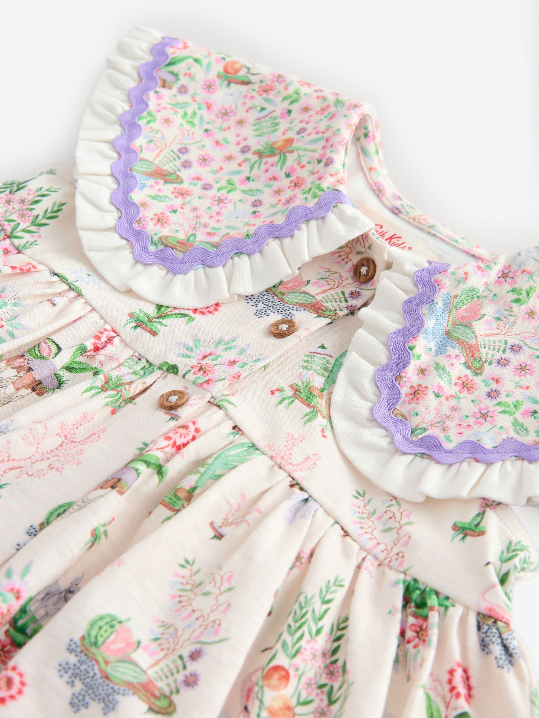 Cream Cath Kidston Short Sleeve Collared Dress (3mths-7yrs) image 5