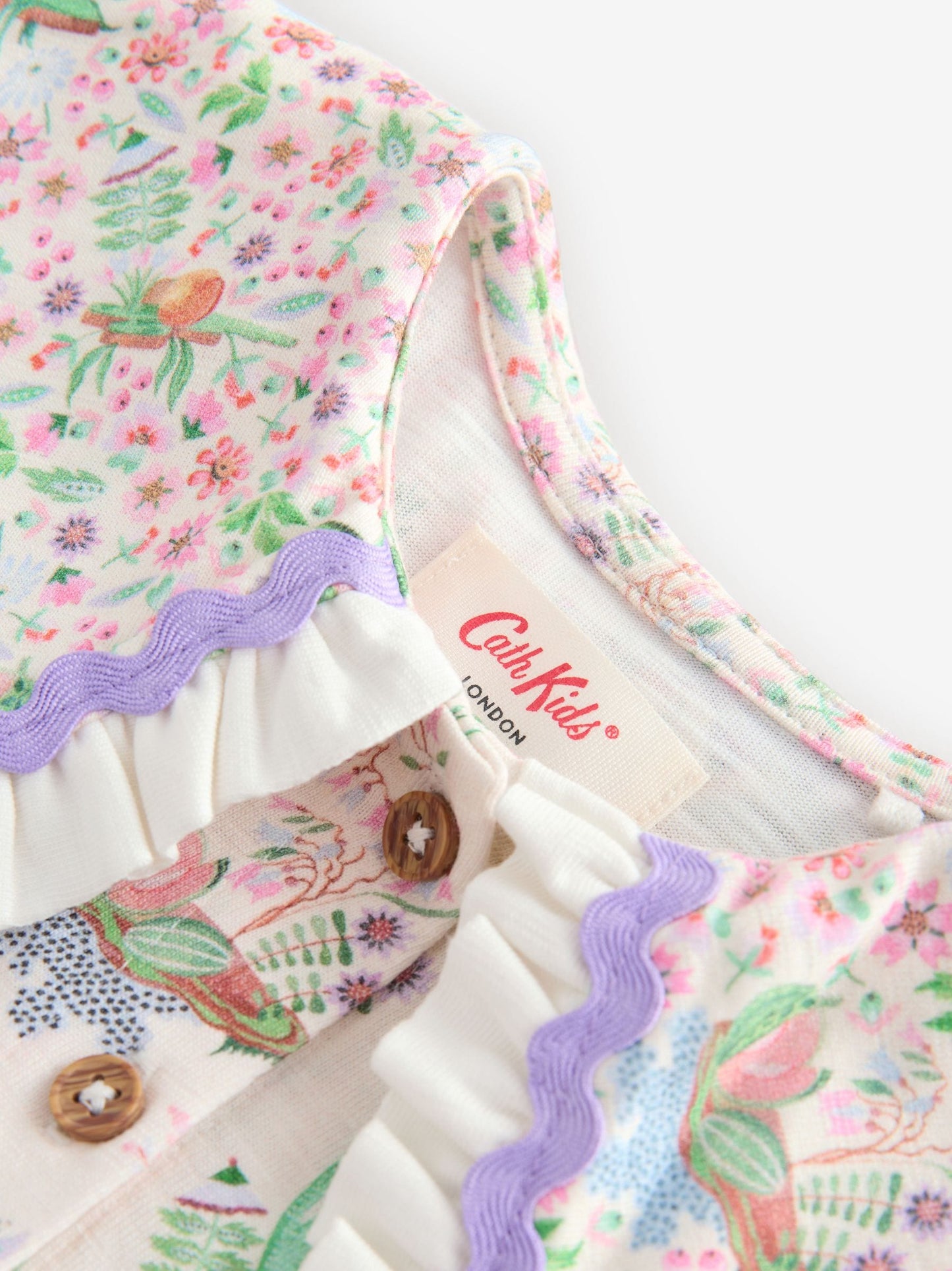Cream Cath Kidston Short Sleeve Collared Dress (3mths-7yrs) image 6