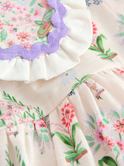 Cream Cath Kidston Short Sleeve Collared Dress (3mths-7yrs) image 8