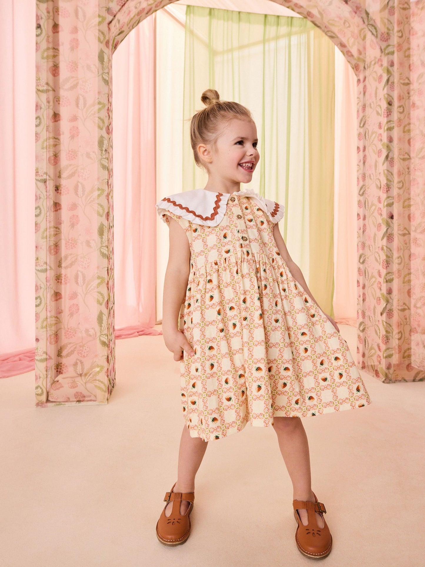 Yellow Cath Kidston Short Sleeve Collared Dress (3mths-7yrs) image 2
