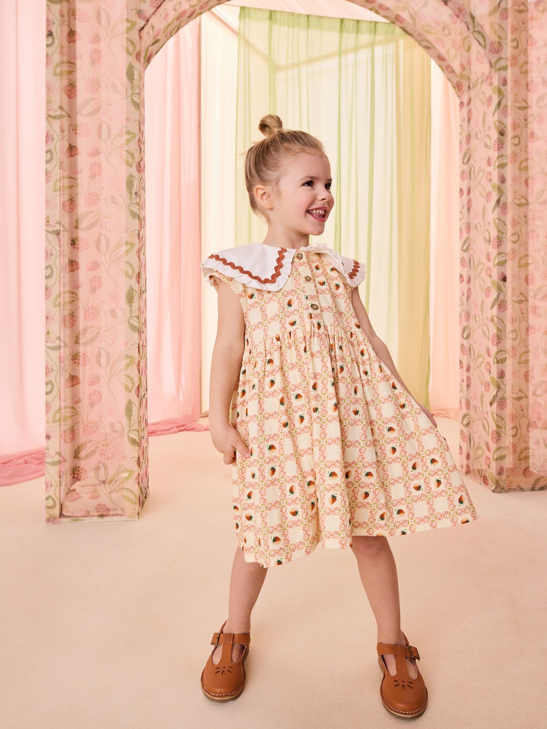 Yellow Cath Kidston Short Sleeve Collared Dress (3mths-7yrs) image 2