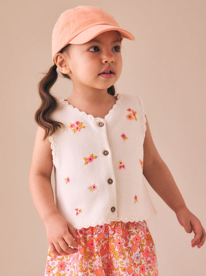 Fluro Pink Floral Knitted Waistcoat And Shorts Set (3mths-7yrs) image 4