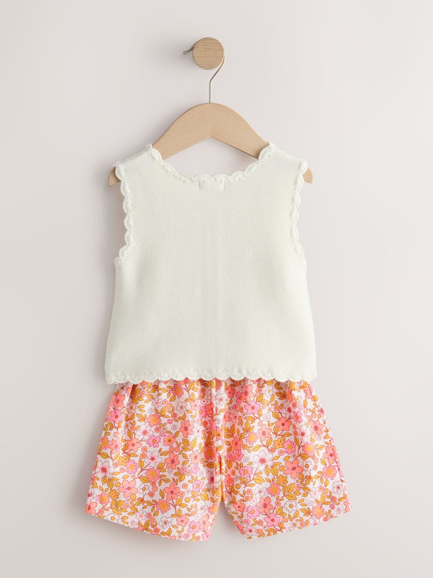 Fluro Pink Floral Knitted Waistcoat And Shorts Set (3mths-7yrs) image 7