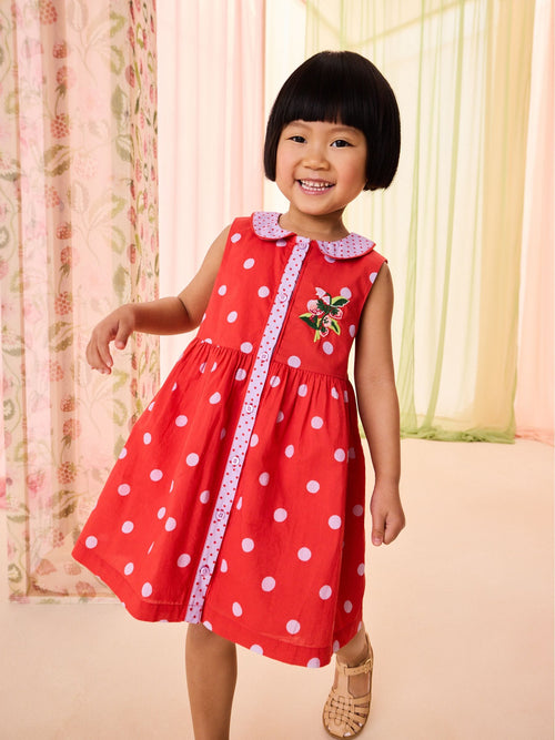 Red Spot Cath Kidston Cotton Collar Dress (3mths-8yrs) image 1