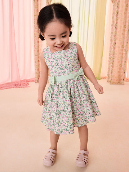 Cath Kidston Green Tennis Ditsy Bow Front Prom Dress (3mths-8yrs) image 1