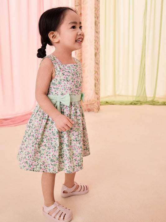 Cath Kidston Green Tennis Ditsy Bow Front Prom Dress (3mths-8yrs) image 2