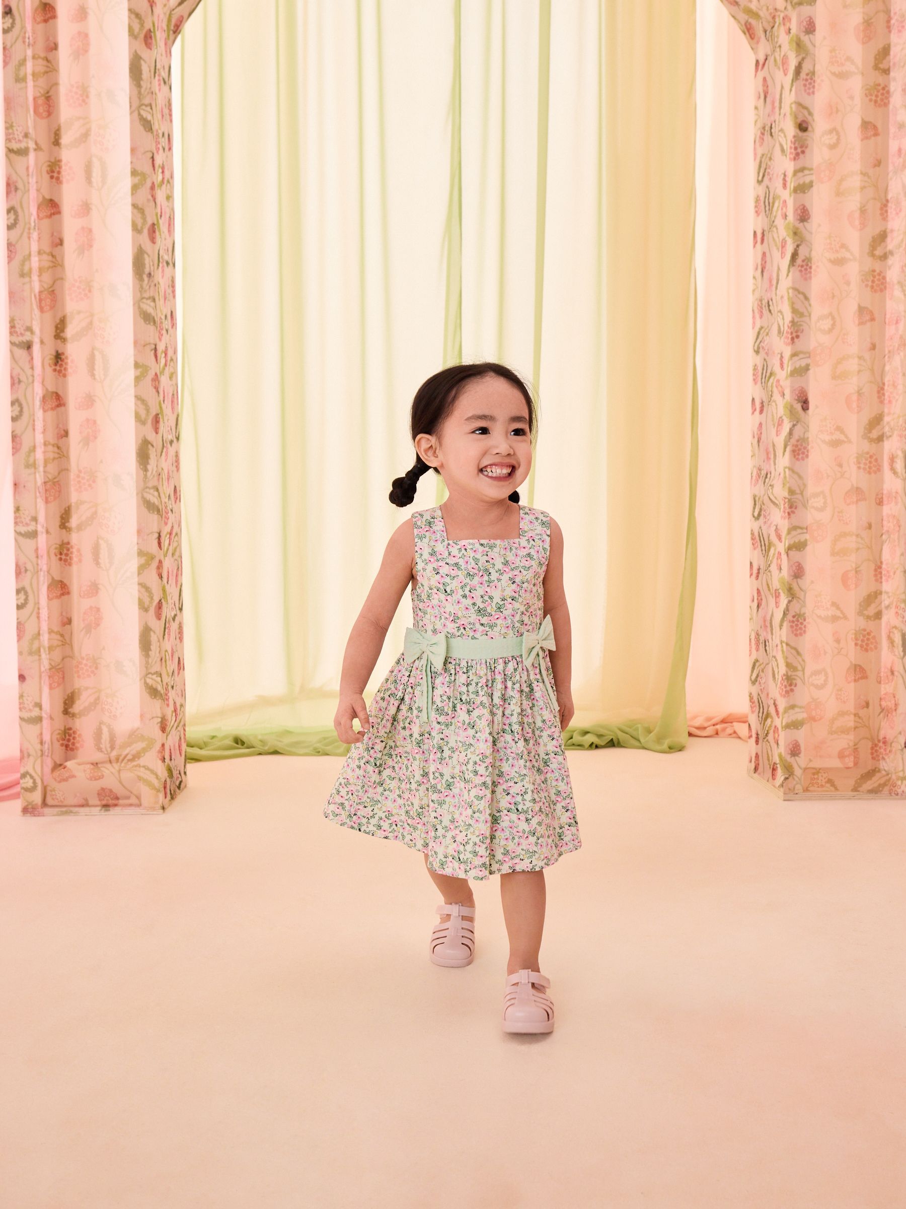 Cath Kidston Green Tennis Ditsy Bow Front Prom Dress (3mths-8yrs) image 3