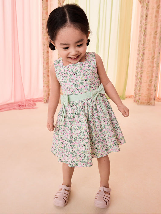 Cath Kidston Green Tennis Ditsy Bow Front Prom Dress (3mths-8yrs) image 1
