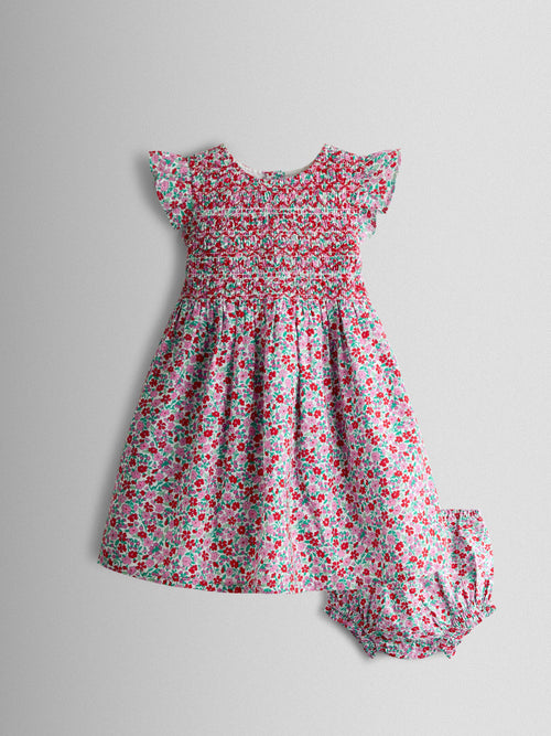 JoJo Maman Bébé Red Floral Smocked Floral Baby Dress image 1