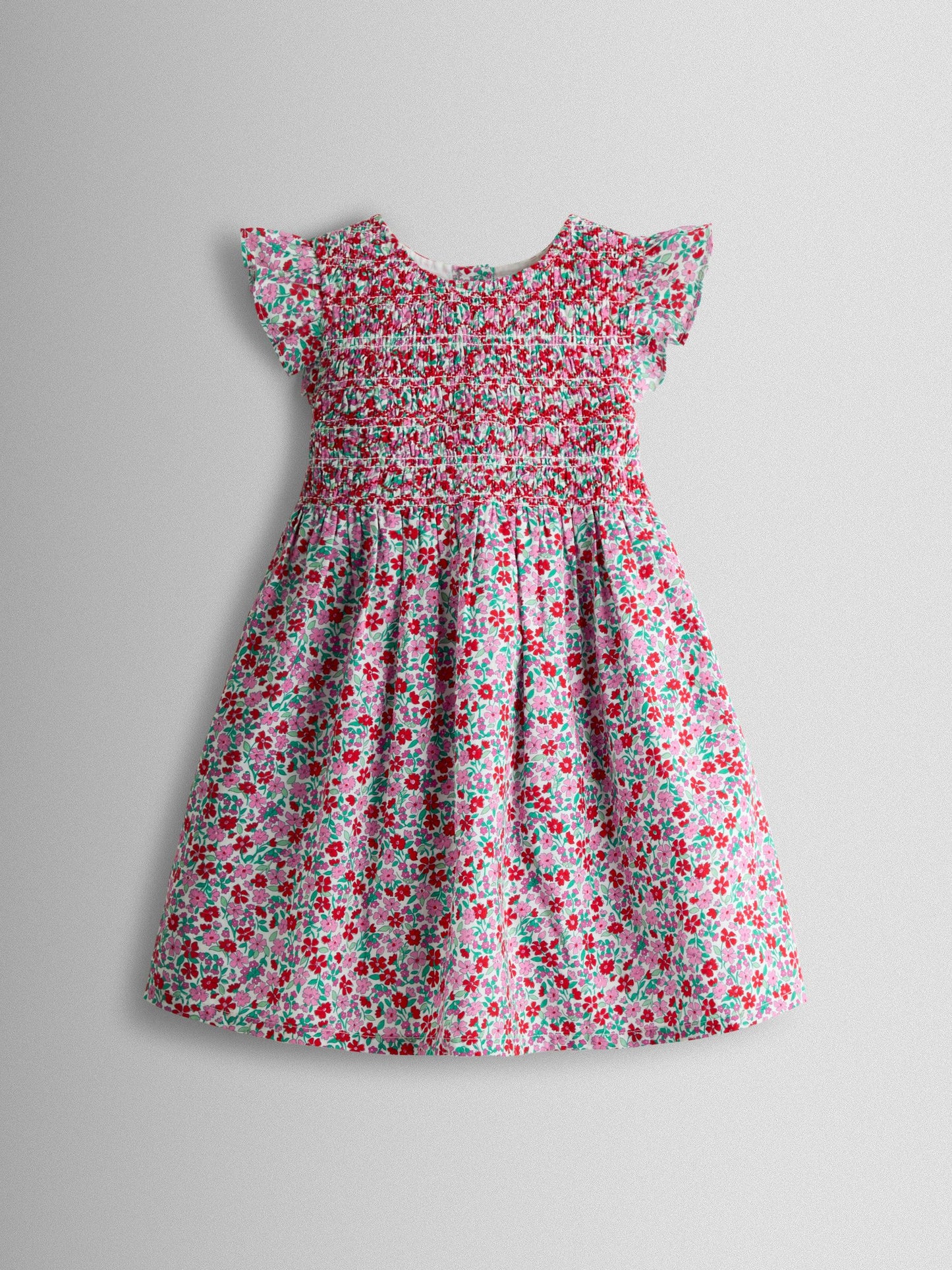 JoJo Maman Bébé Red Floral Smocked Floral Baby Dress image 2