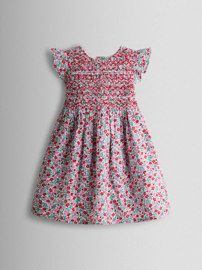 JoJo Maman Bébé Red Floral Smocked Floral Baby Dress image 2