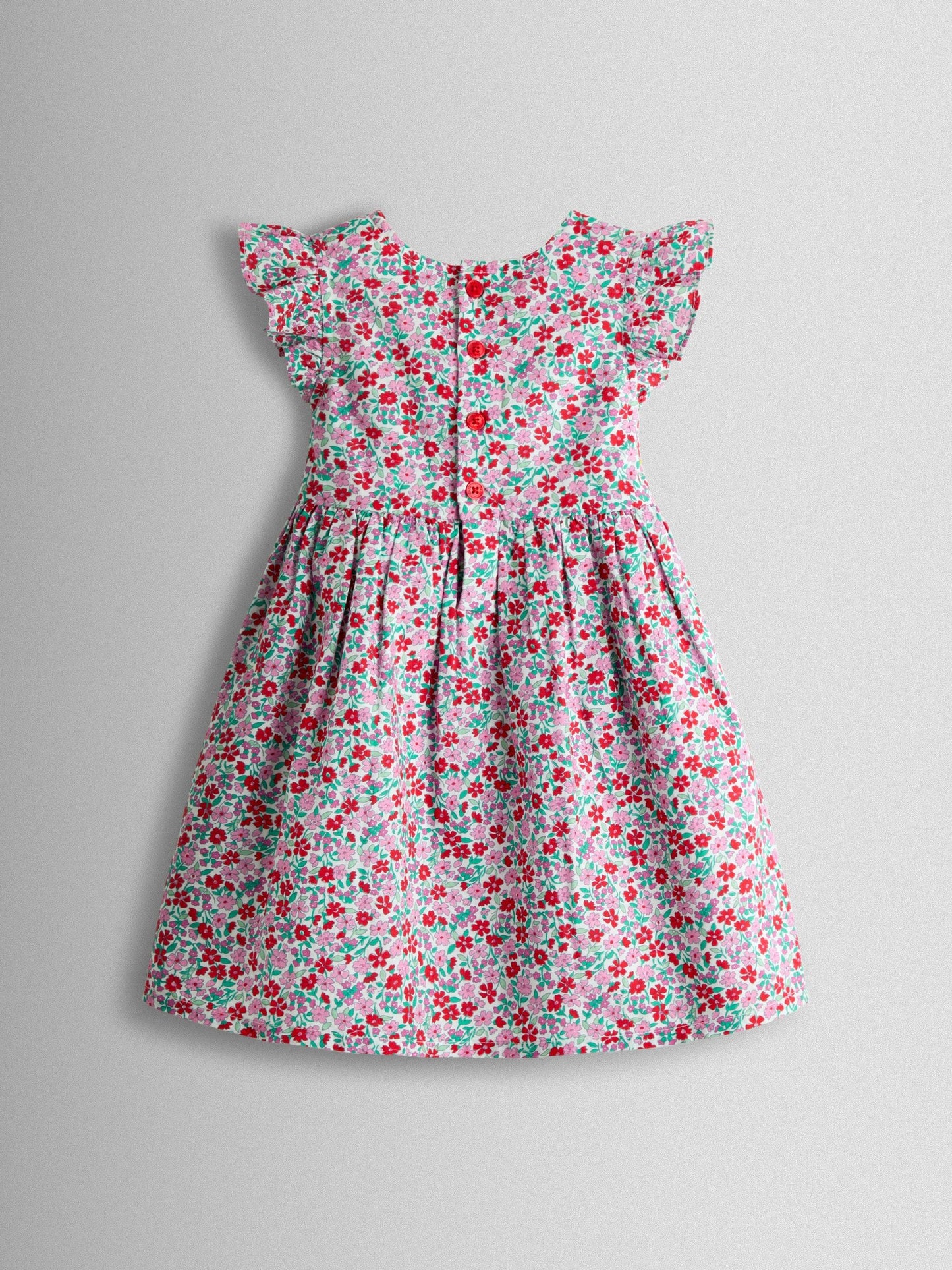 JoJo Maman Bébé Red Floral Smocked Floral Baby Dress image 3