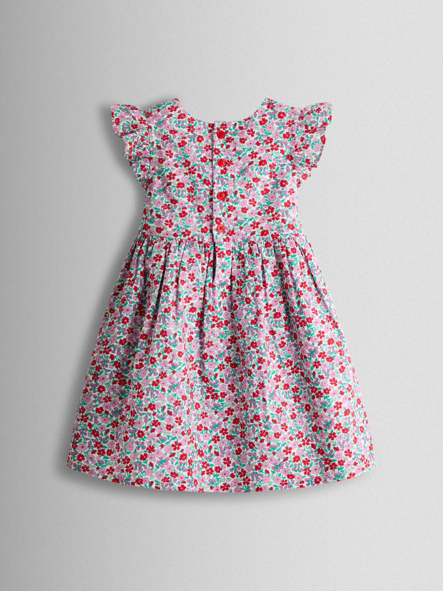 JoJo Maman Bébé Red Floral Smocked Floral Baby Dress image 3