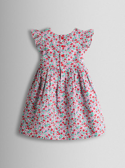 JoJo Maman Bébé Red Floral Smocked Floral Baby Dress image 3