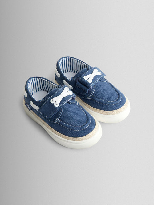 JoJo Maman Bébé Navy Blue Canvas Boat Shoe image 1