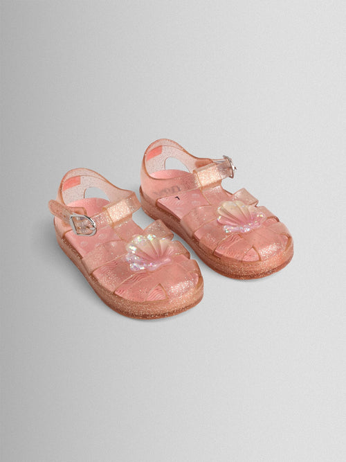 JoJo Maman Bébé Light Pink Shell Jelly Sandals image 1