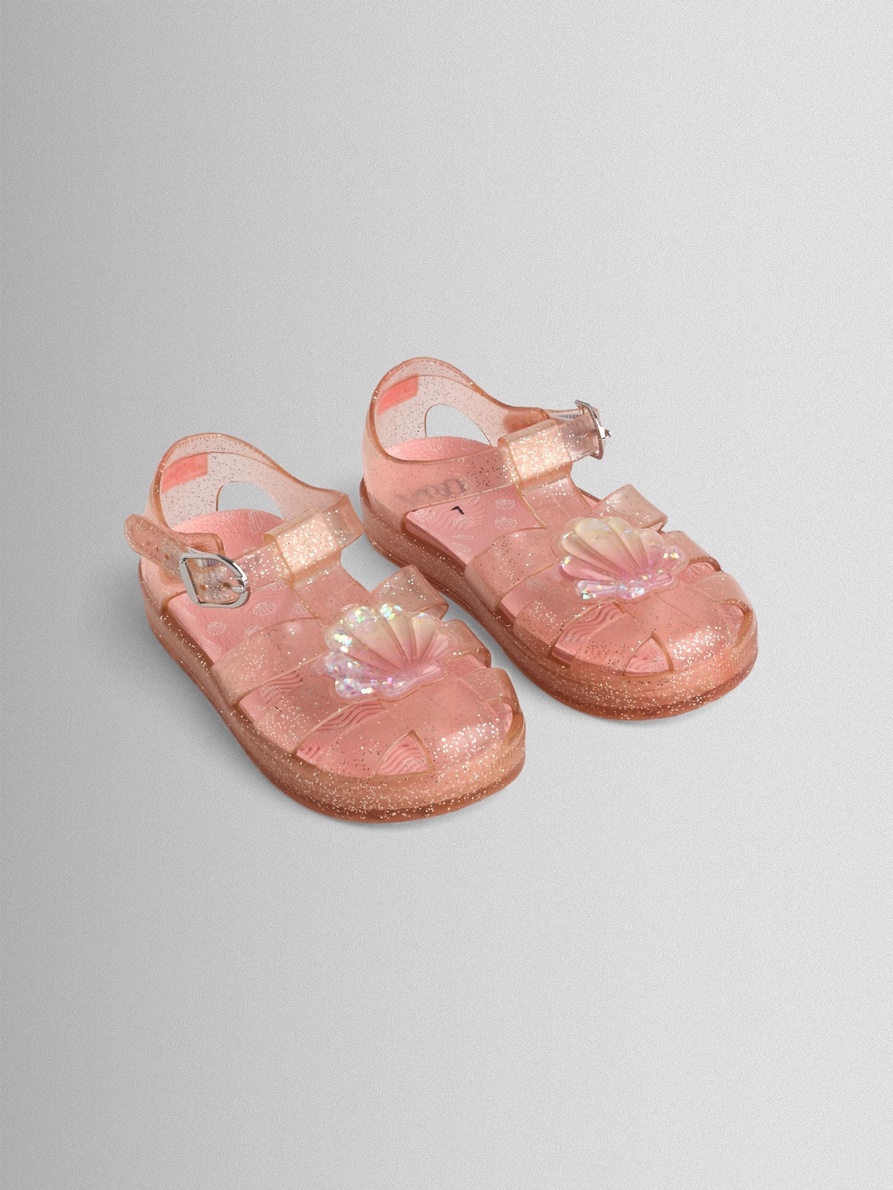 JoJo Maman Bébé Light Pink Shell Jelly Sandals image 1