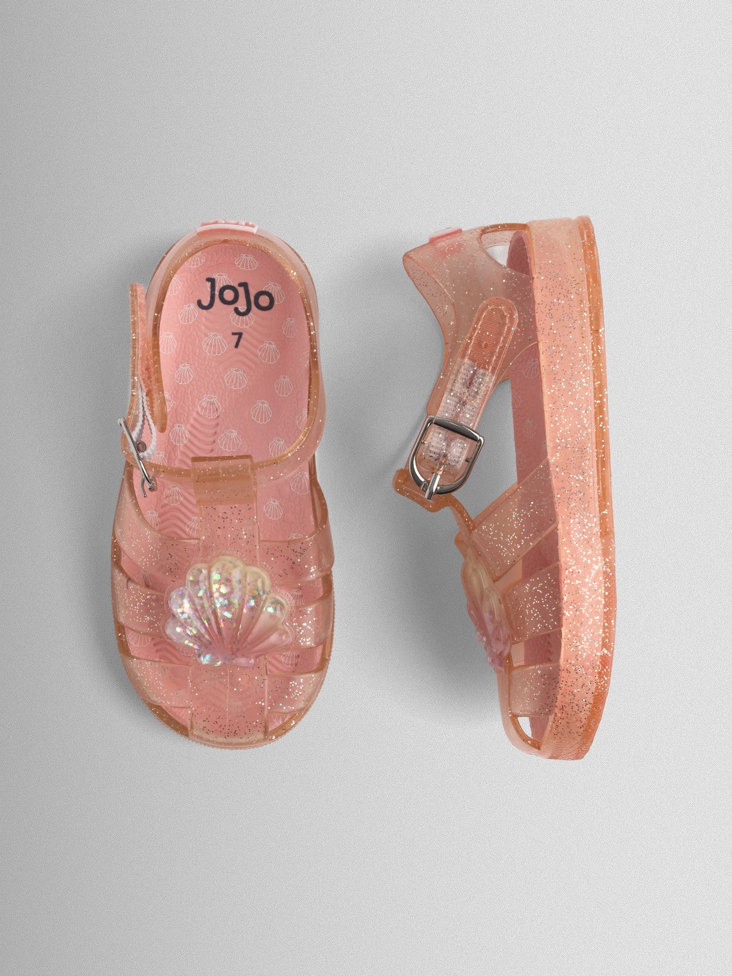 JoJo Maman Bébé Light Pink Shell Jelly Sandals image 3