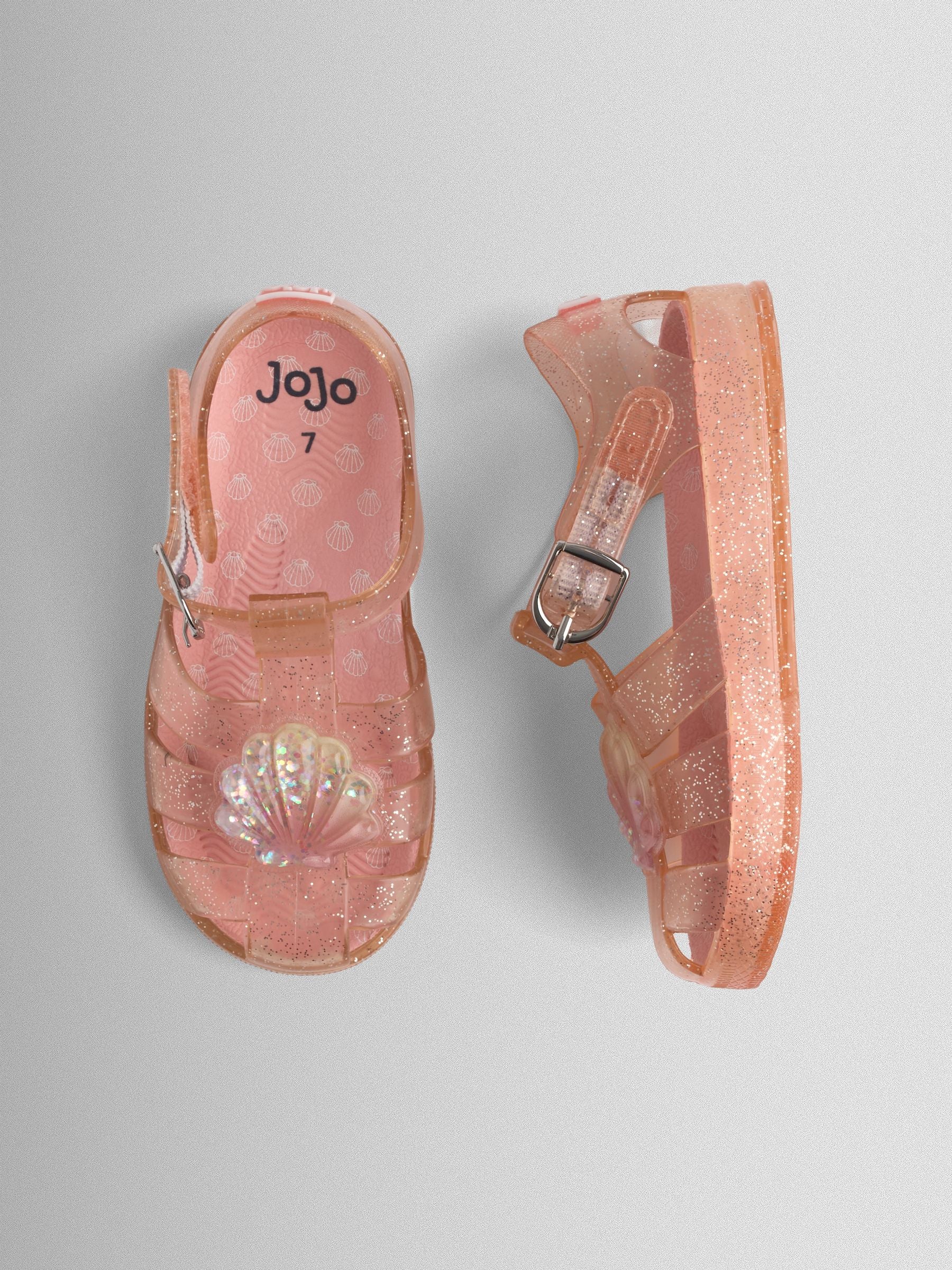 JoJo Maman Bébé Light Pink Shell Jelly Sandals image 3